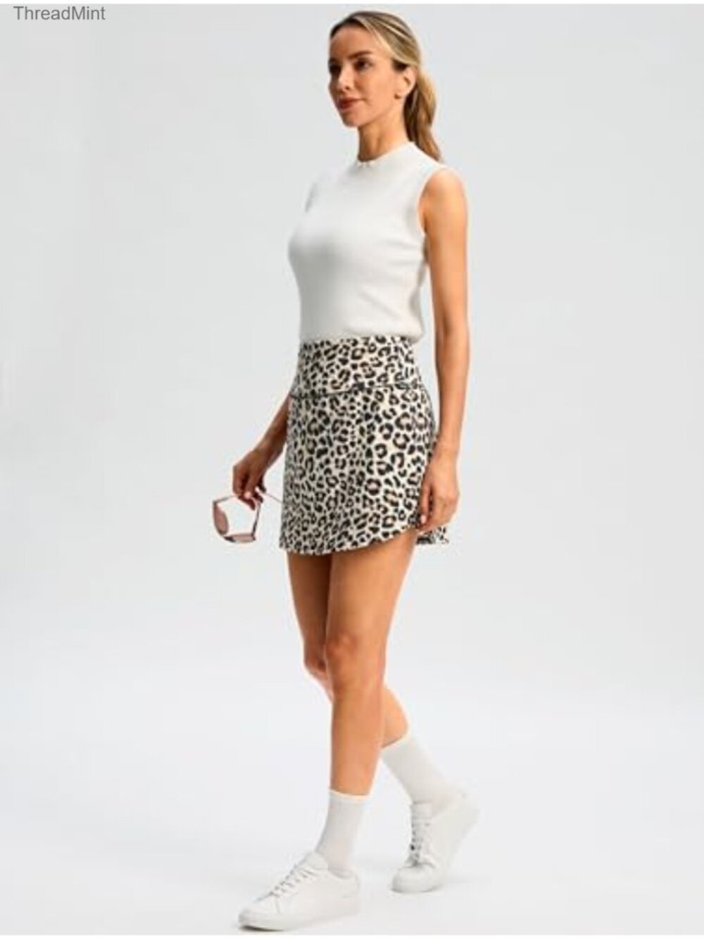 Women's Athletic Skort with Built-In Shorts, High Waist, 2 Pockets, 4-Way - Picture 2 of 6